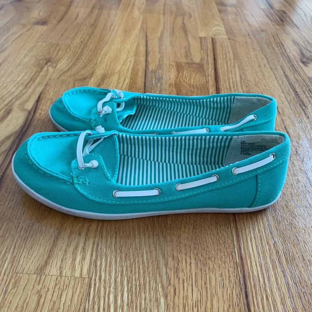 Teal slip on shoes